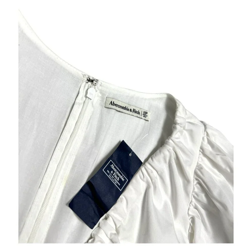 Abercrombie & Fitch A&F White Puff Summer Mini Dress White XS Petite NEW W TAGS
